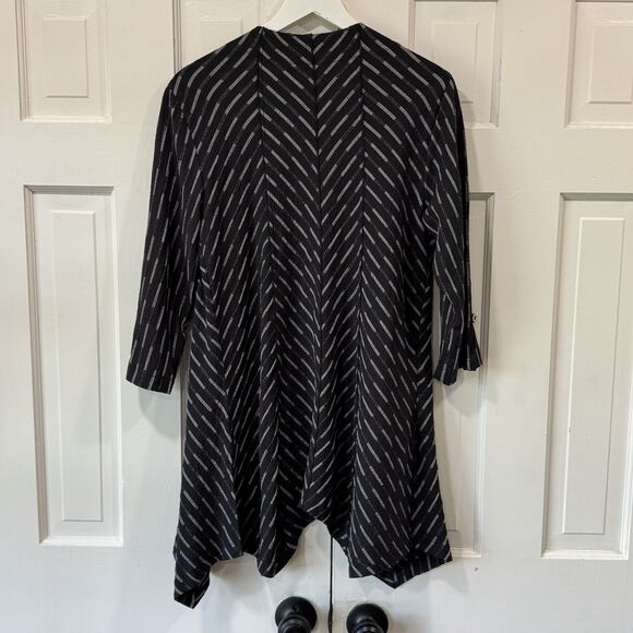 Habitat Crepe Open Shark Bite Long Thin Blazer Cardigan Modern Top Small Black - Picture 3 of 11